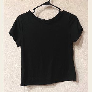 Olivia Rae Black Ribbed Cropped Tee